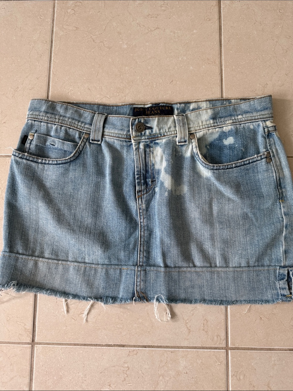 Vintage Upcycled Juicy Jeans Denim Mini Skirt - Light Blue